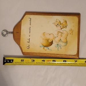 Vintage 1970s Handmade Wooden Plaque "Que linda es nuestra amistad"